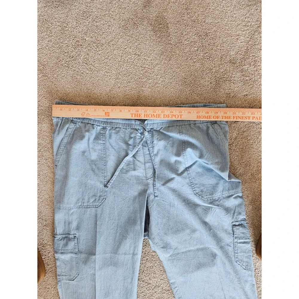 J.Crew Cargo Pants Women 18 Light Blue Chambray Wide Leg Minimalist Capsule Boho